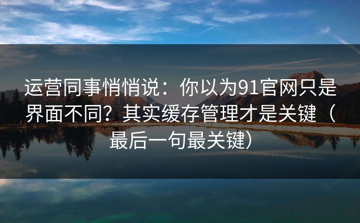 运营同事悄悄说：你以为91官网只是界面不同？其实缓存管理才是关键（最后一句最关键）